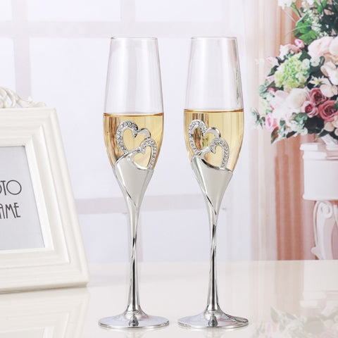 2 PCS /Set Crystal Wedding Toasting Champagne Flutes