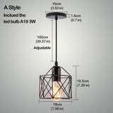 Vintage Pendant Lights Iron Minimalist Loft Cage Pyramid Pendant Lamp